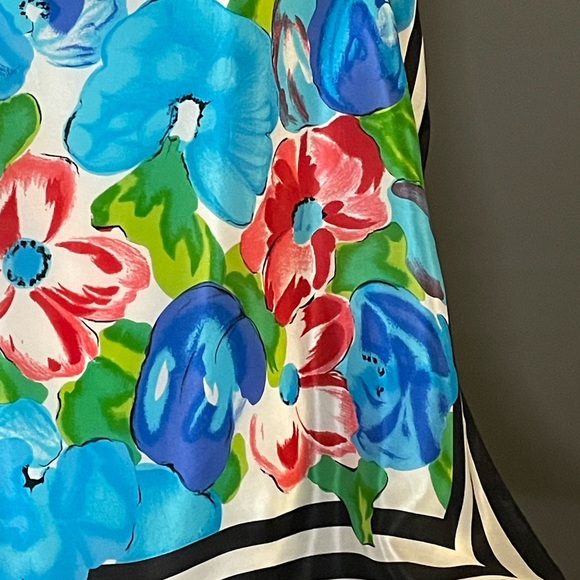 Vibrant Vintage Echo Silk Scarf Bold Florals Stripes 31 In Excellent Condition - Picture 8 of 9